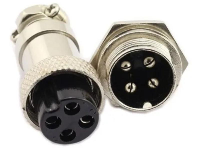Plug Conector Metálico Mike Gx16 Para Painel 4 Pinos Cnc - Zx